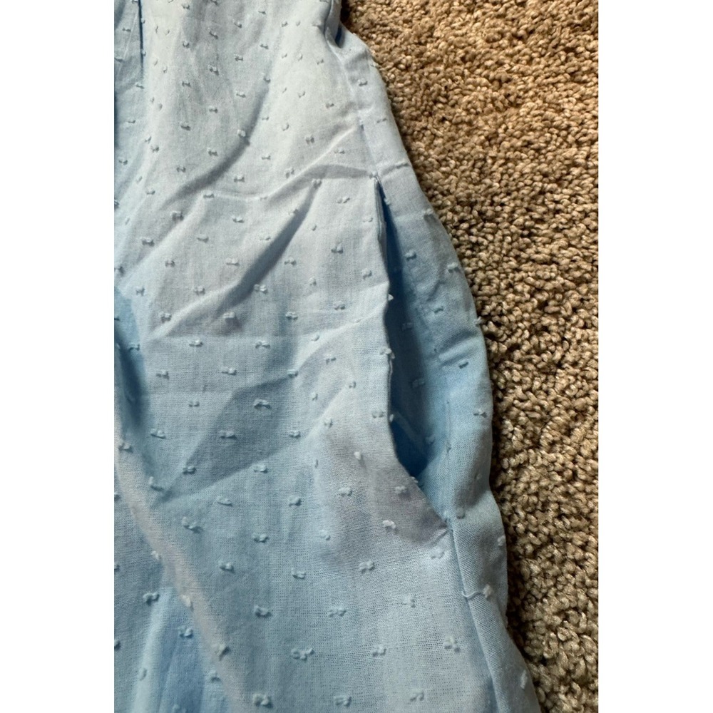 Lake‎ Lolly Midi Dress Morning Blue Swiss Dot Size L Pockets Ruffled Straps NEW - Picture 10 of 10